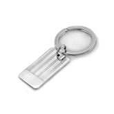 Sterling Silver Rectangle Engine-Turned Key Ring